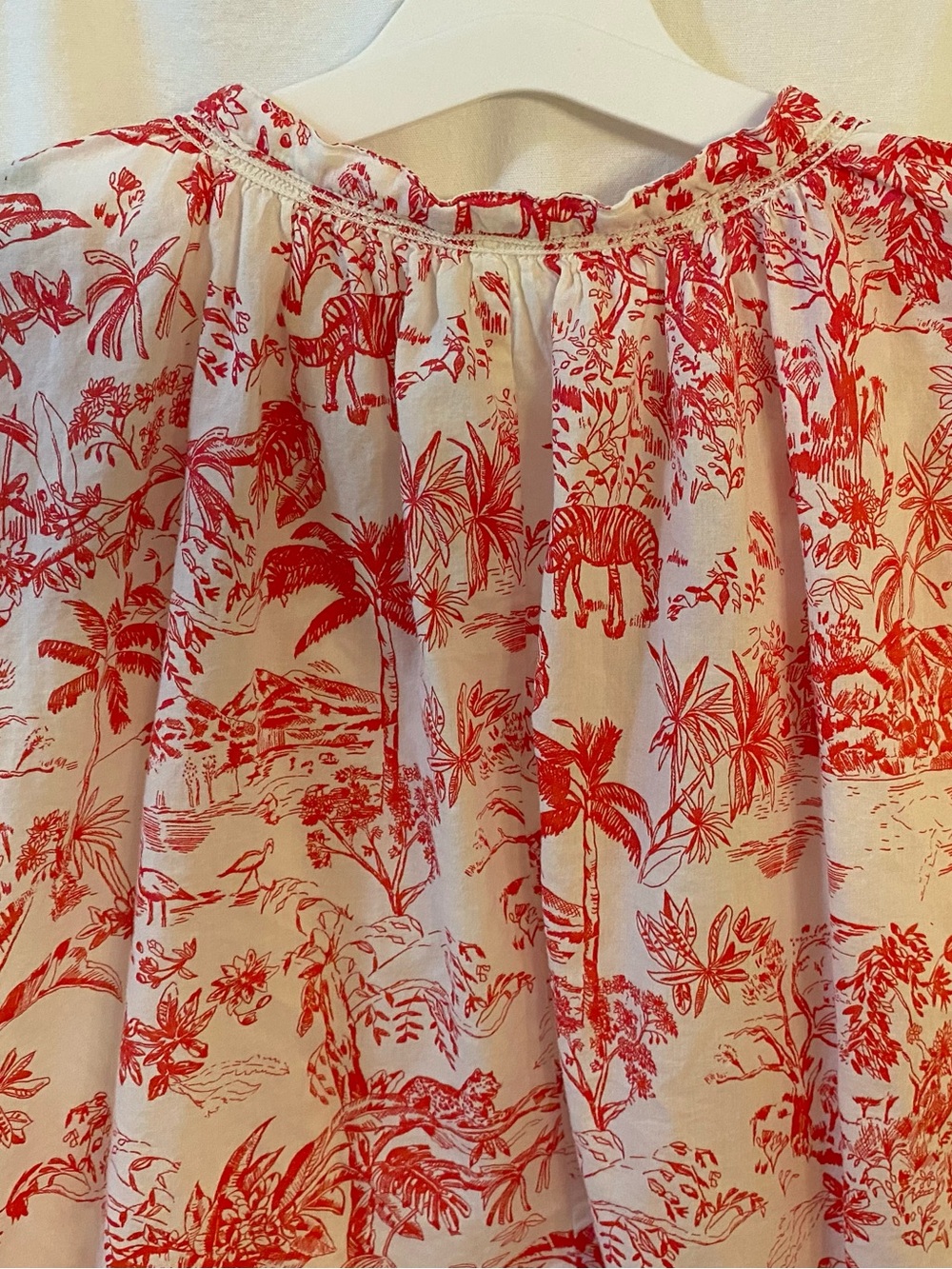 H&M Red & White Cotton Short Sleeve Lightweight Pullover W/Tie. EUC. Sz Lg. - Picture 10 of 14